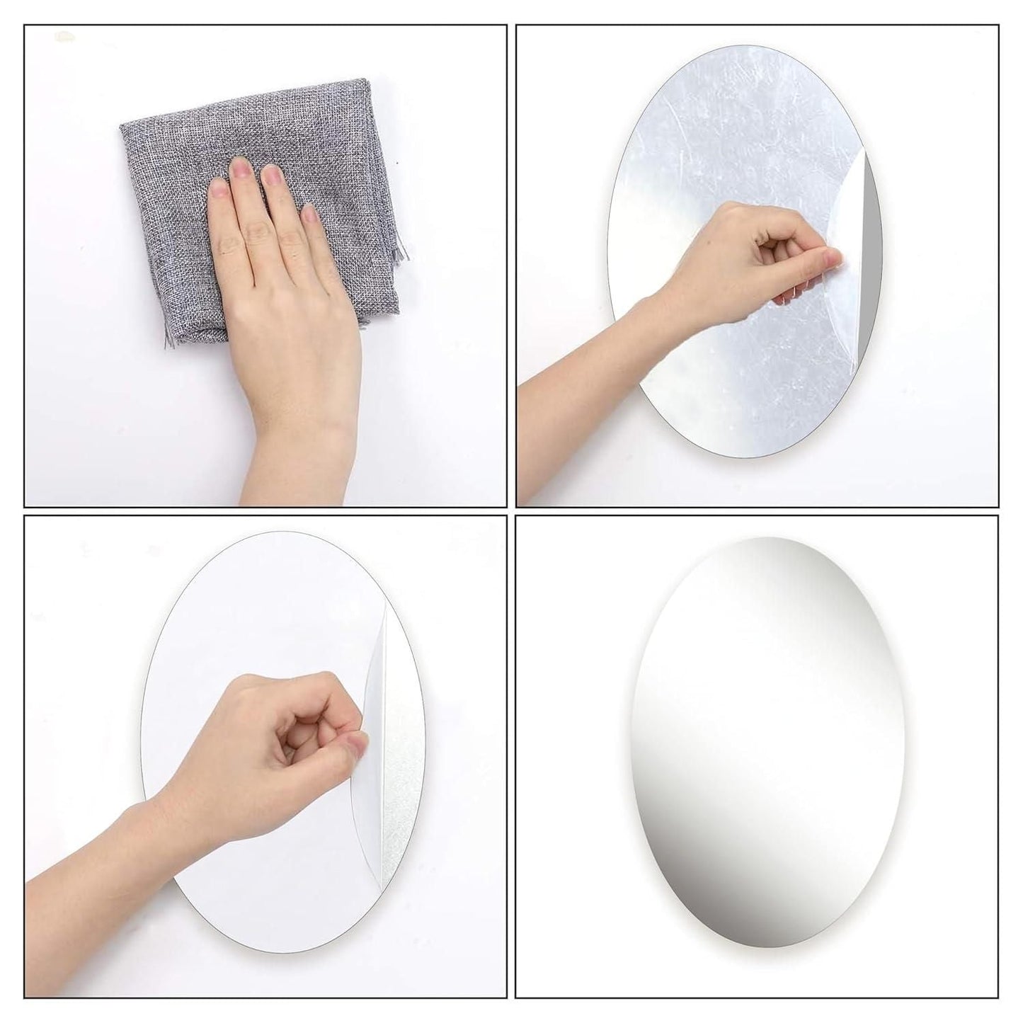 Combo of Oval Shape & Square Shape Mirror (Pack of 2) w3p0je-3p