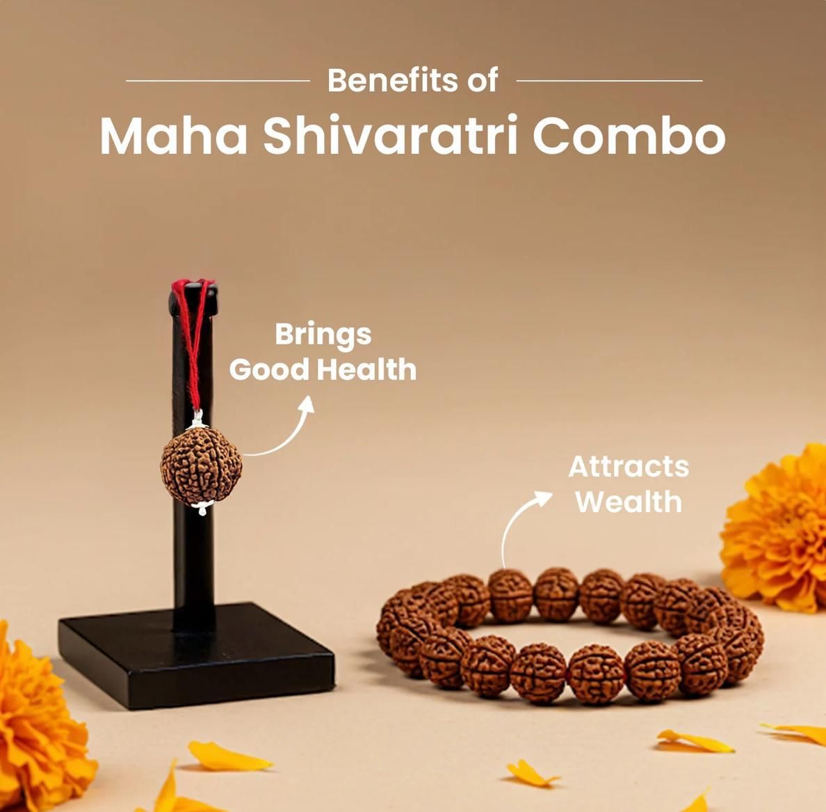 Maha SHivratri Combo - 5 Mukhi Rudraksha With Bracelet w3p0je-3p