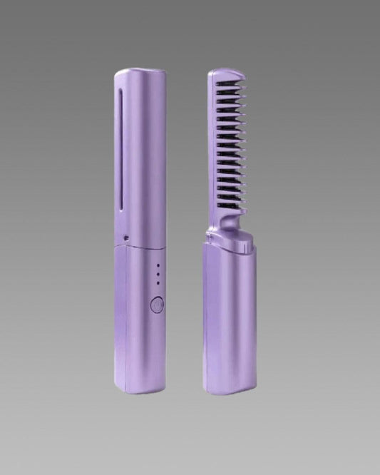Meneflix Portable Mini Hair Straightener Cordless Rechargeable Mini Adjustable Hair Straightener Hot Comb w3p0je-3p