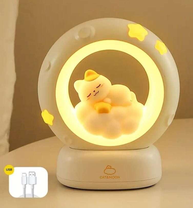 Sleeping Cat LED Night Light Lamp with Touch Control w3p0je-3p