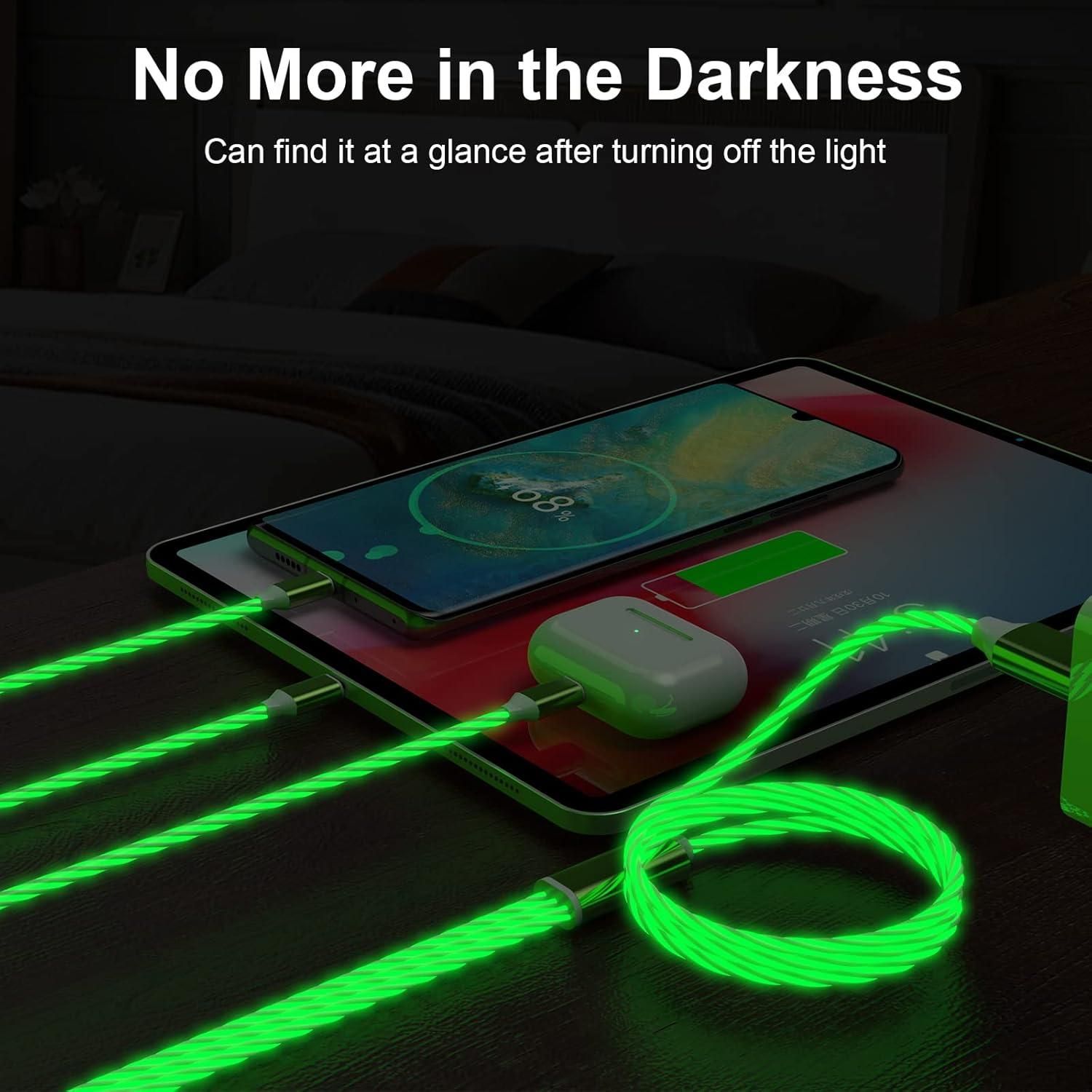 3-in-1 Multi USB Universal Flowing LED Light Up Phone Charge Cable - TIME TOGETHER