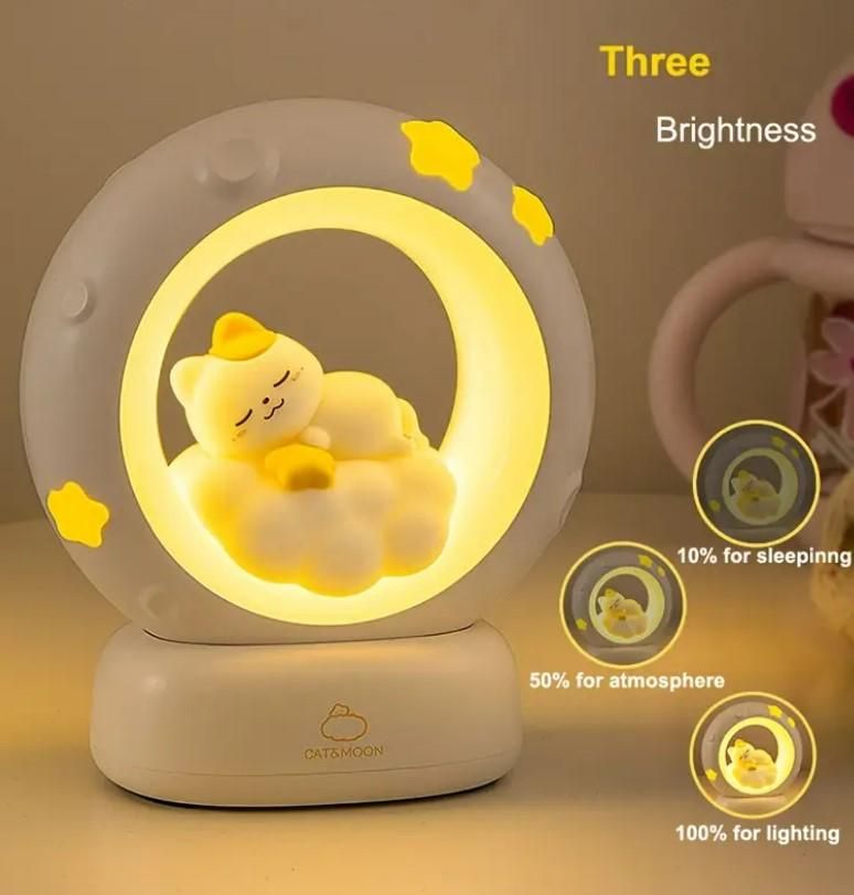 Sleeping Cat LED Night Light Lamp with Touch Control w3p0je-3p