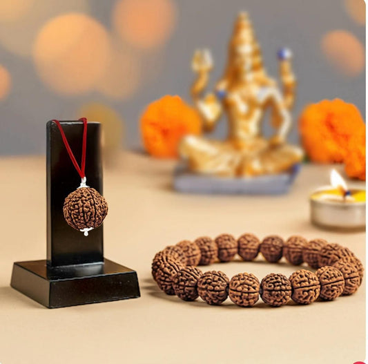 Maha SHivratri Combo - 5 Mukhi Rudraksha With Bracelet w3p0je-3p