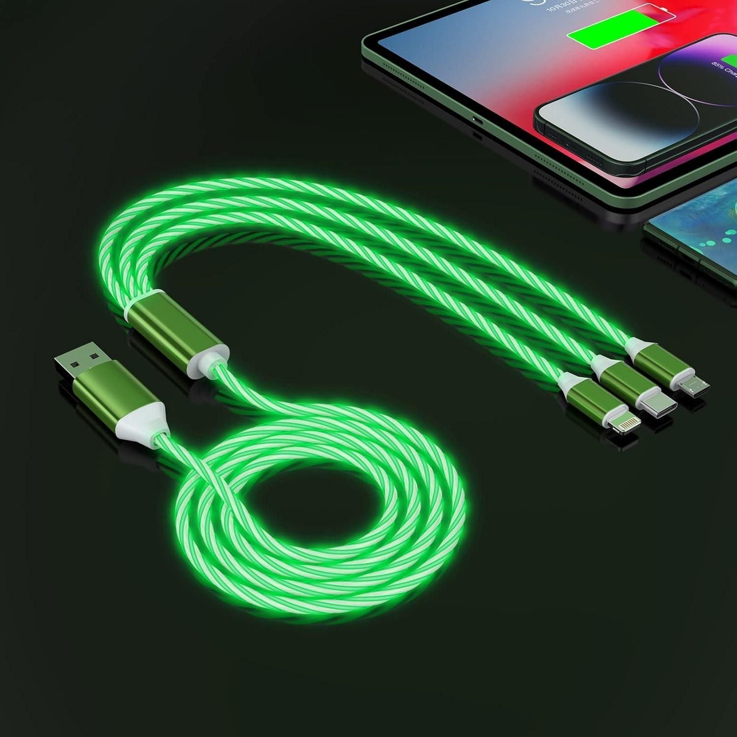3-in-1 Multi USB Universal Flowing LED Light Up Phone Charge Cable - TIME TOGETHER