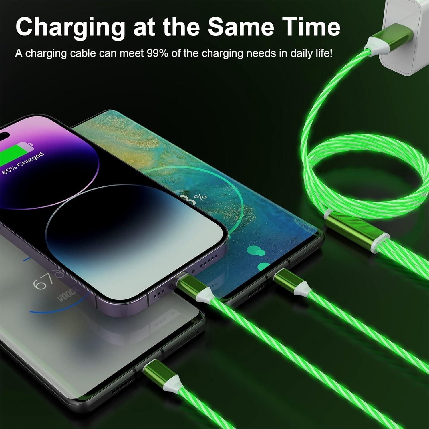 3-in-1 Multi USB Universal Flowing LED Light Up Phone Charge Cable - TIME TOGETHER
