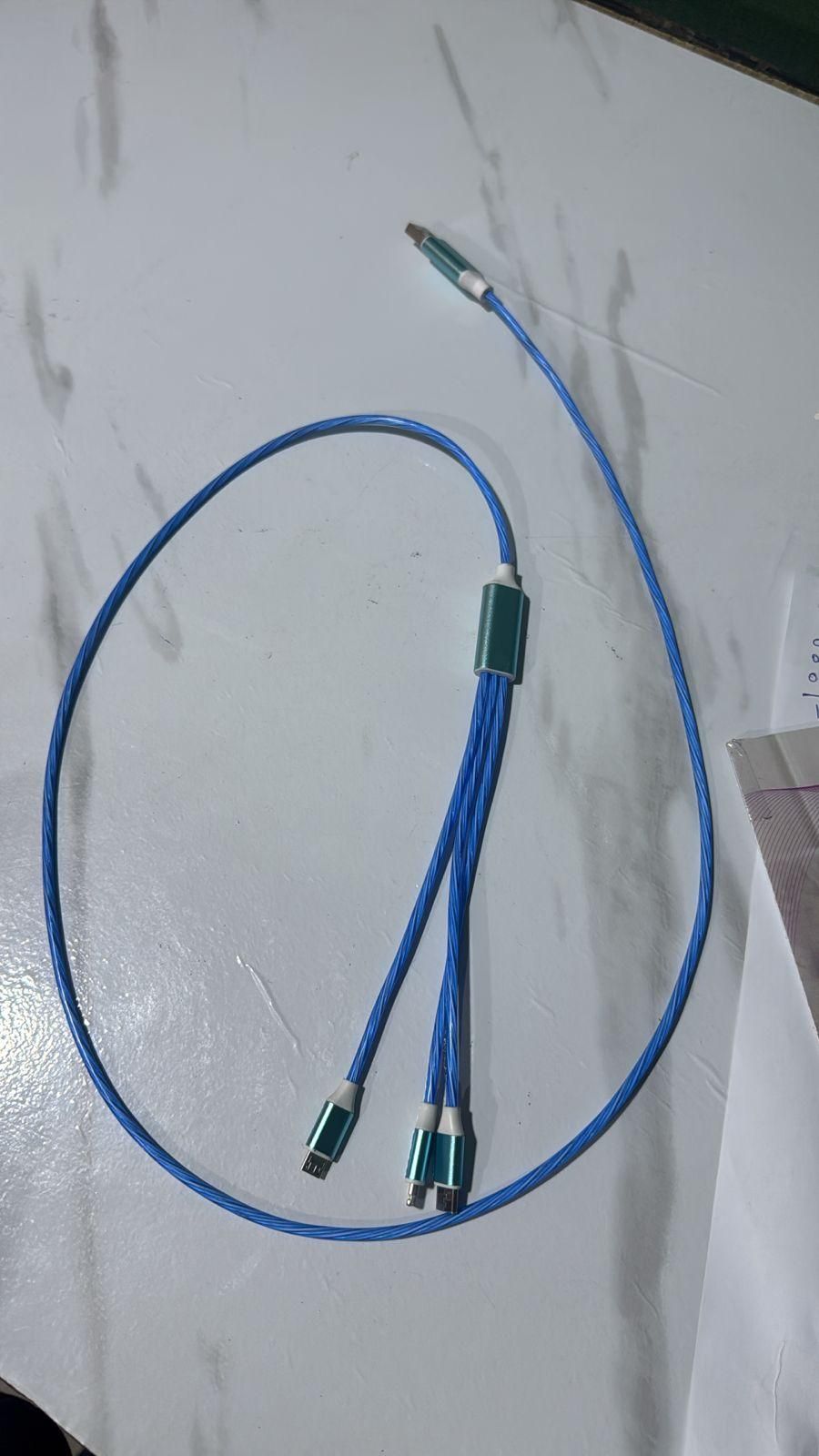 3-in-1 Multi USB Universal Flowing LED Light Up Phone Charge Cable - TIME TOGETHER